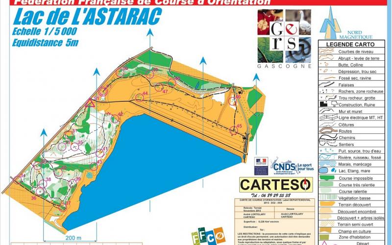 PARCOURS COURSE D'ORIENTATION LAC DE L'ASTARAC 1,1KM - 2KM - 2,2KM